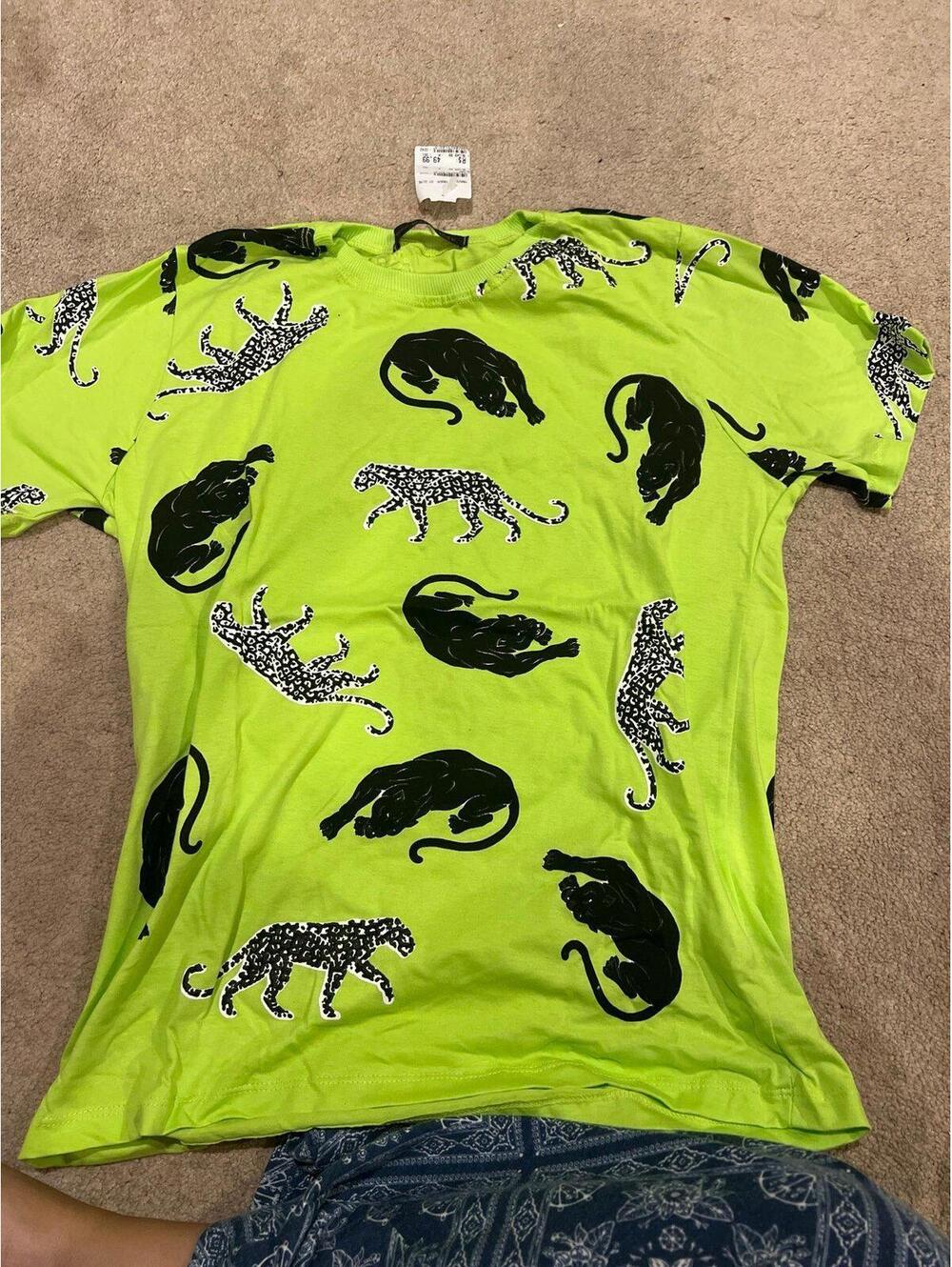 Size M Brazilian yellow neon Leopard print t shirt both